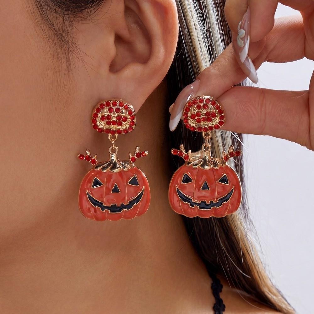 Colorful Design Halloween Dangle Earrings Enamel Coating Skull Earrings Spider Drop Earrings Party