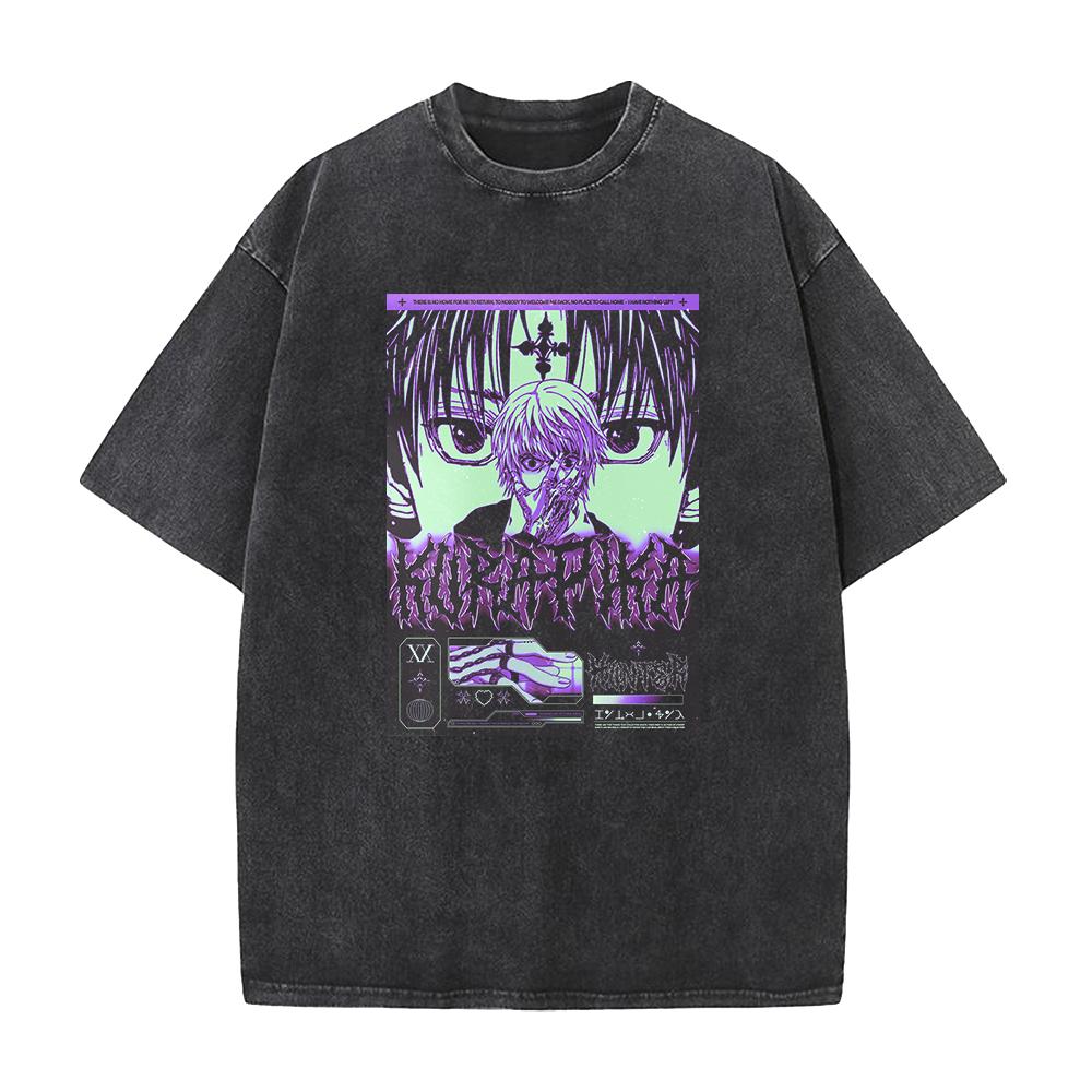 

Горячее Аниме HUNTER×HUNTER Курапика Принт Футболка Мужская Выстиранная Манга Футболки Оверсайз Хлопковая Футболка Харадзюку Мужская Винтажная Топы XXL чёрный