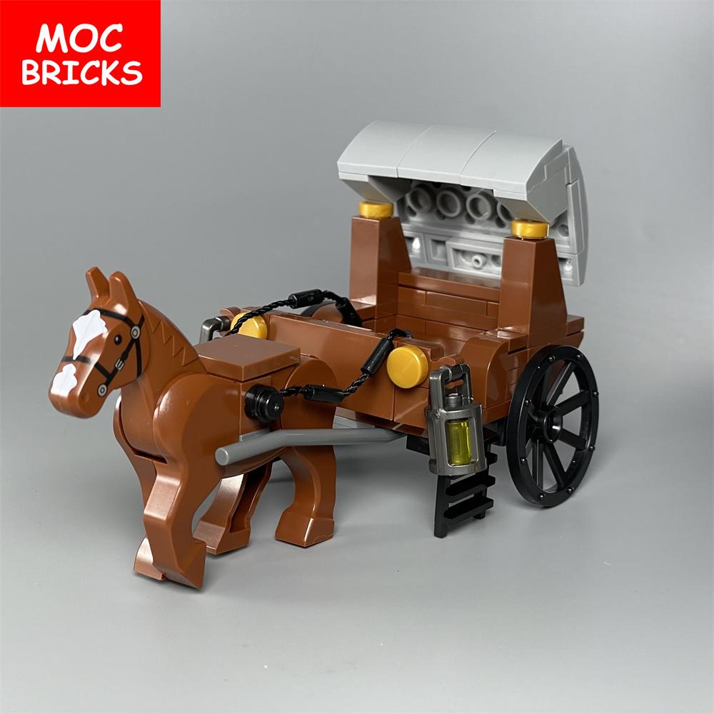 Set MOC Steine Mittelalter Kutsche Königliche Prinzessin Pferdekarren Schloss Zubehör Bausteine Zusammenbauen Kinderspielzeug