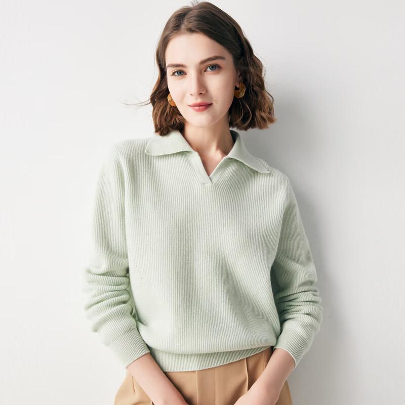 Women's POLO Collar Jacquard Cashmere Sweater