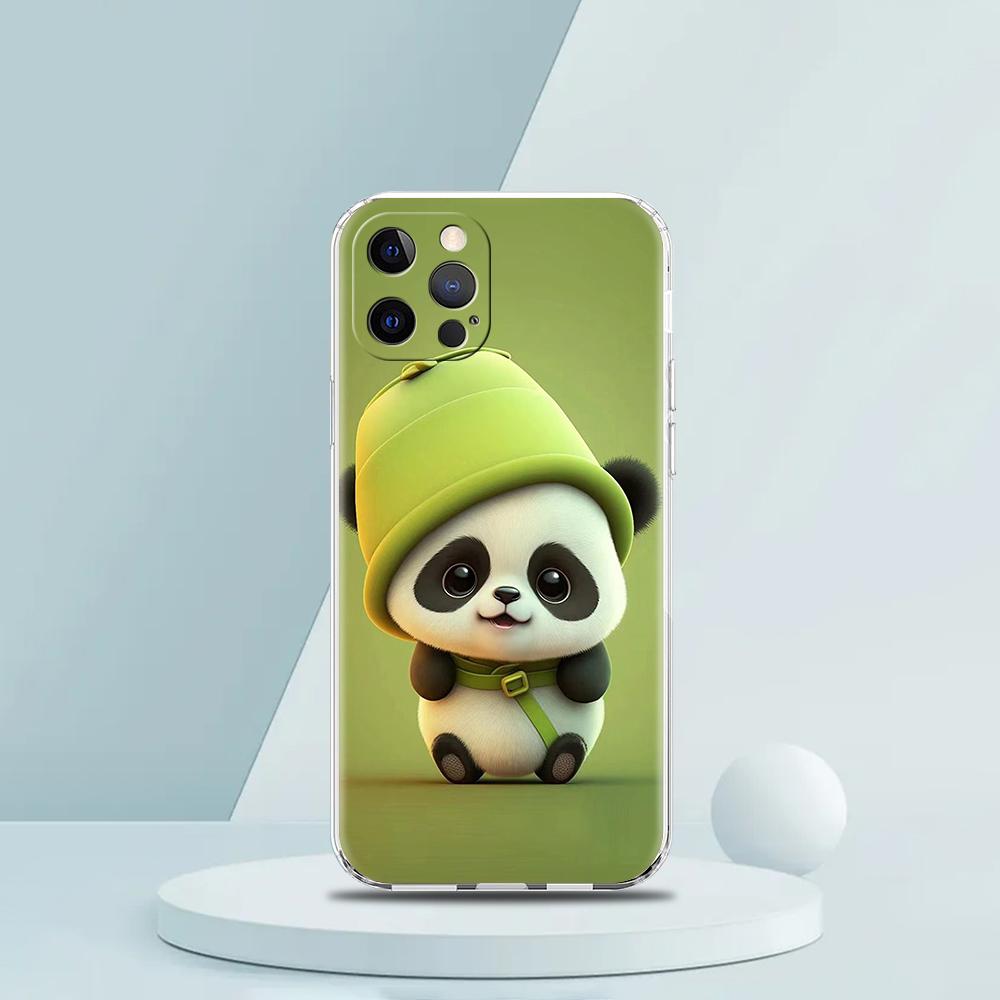 Süße Tier Panda Handyhülle für iPhone 16 15 14 13 12 Pro Max Transparent Weich für iPhone 11 Pro Max 7 8 Plus XS XR Hülle