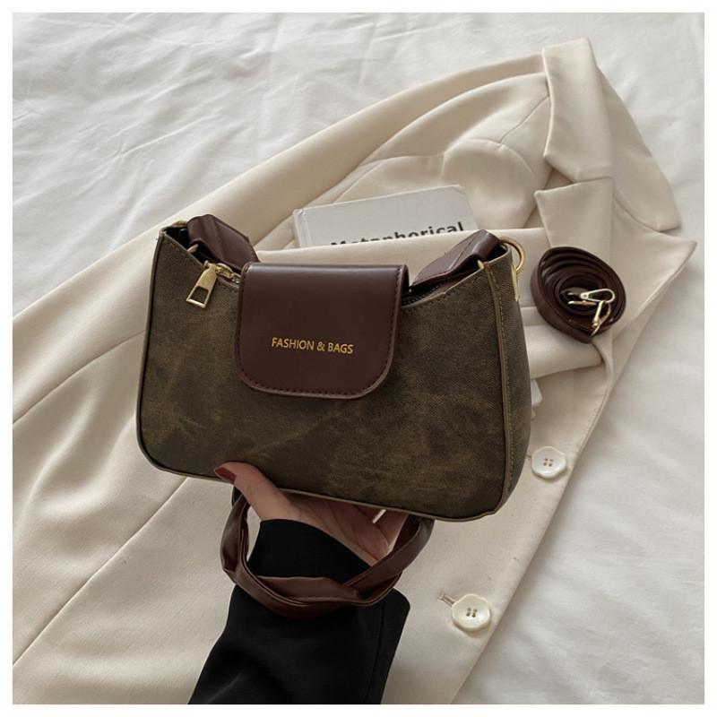 Color Solid Letter Style Large Capacity Pu Shoulder Bag Women Zipper Closure