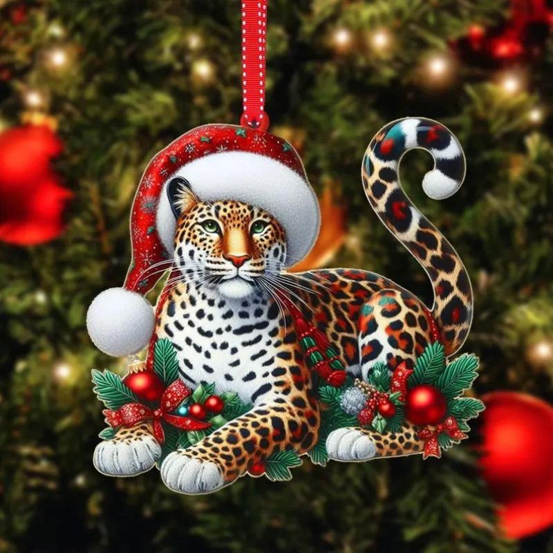 New Acrylic Flat Animal World Christmas Festival Party Pendant for Christmas Tree Decoration Pendant