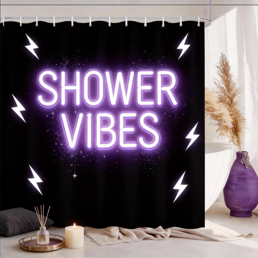 Černobílá sprchová závěs 1 ks – „Get Naked“ kapajícím písmem, Humorný koupelnový závěs pro minimalistickou a odvážnou koupelnovou výzdobu