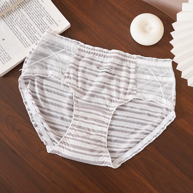 Plus Size Girls Summer Sweet Puff Striped Comfy Crotch Antibacterial Briefs