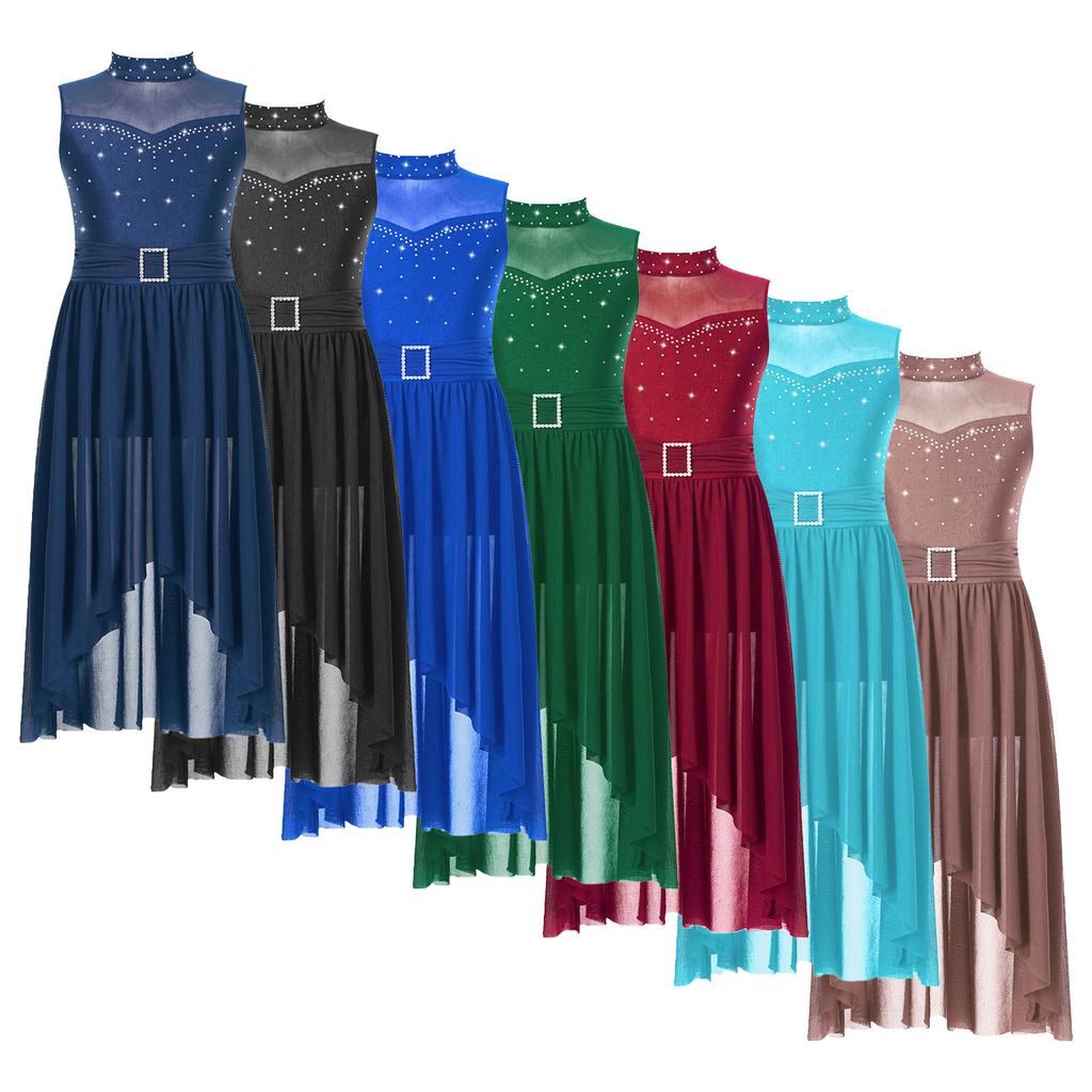 Ärmelloses Gymnastik-Trikot für Mädchen, Ballett, lyrisches Tanzkleid, Gesellschaftstanz-Performance-Kostüm