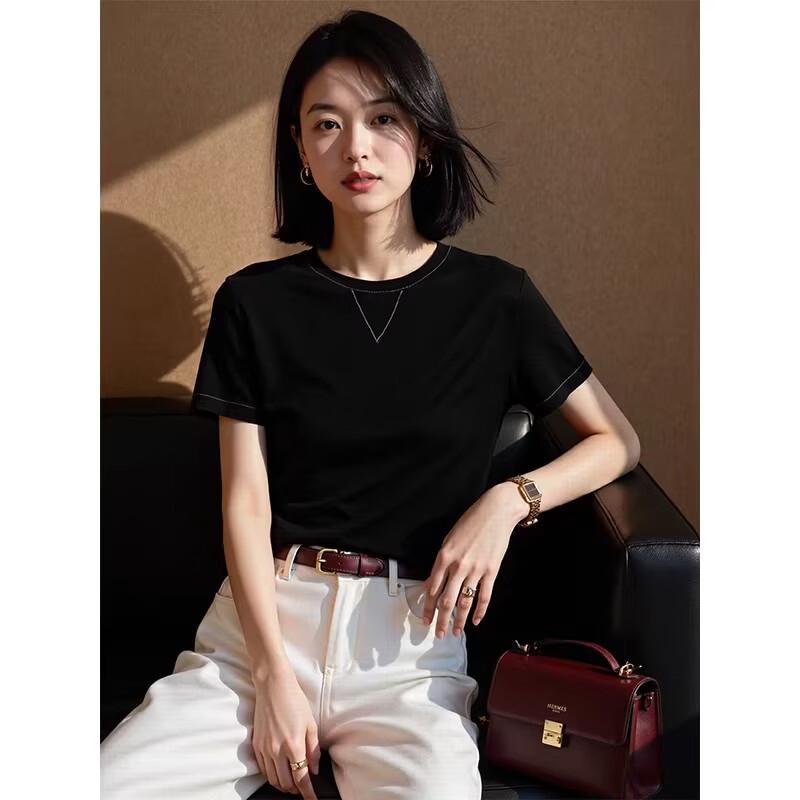 Basic House Women's Short Sleeve Silk Lyocell T-Shirt