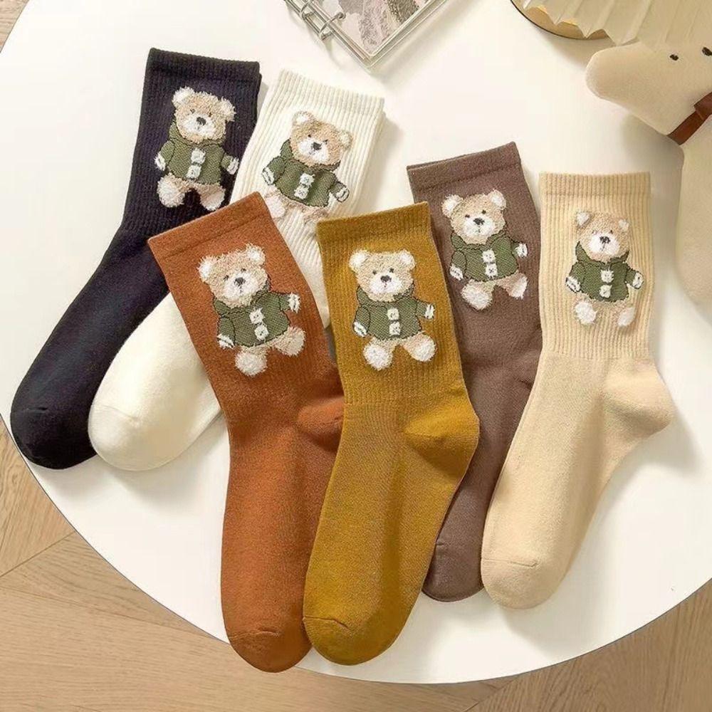 Casual Tecknad Koreansk Stil Strumpor Flickor Bomullsstrumpor Mellanlånga Strumpor College Stil Strumpor