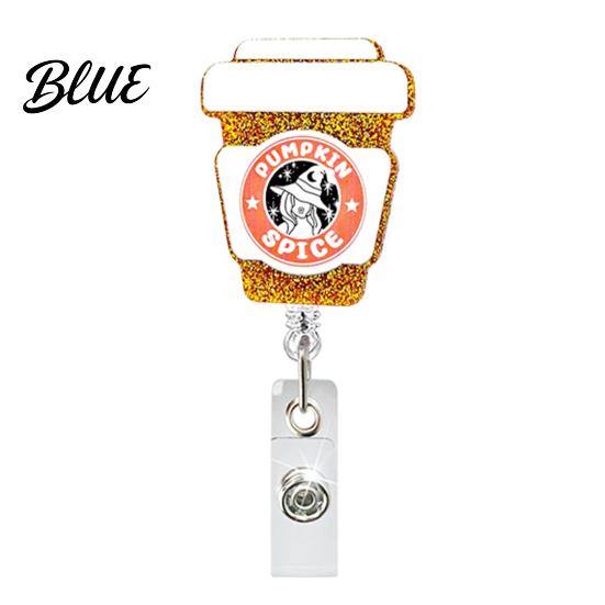 Witch ID Holder Retractable Badge Holder Halloween Glitter Acrylic Reel Cute Ghost Decorative Reel Pumpkin Card for Nurse Doctor Teacher Worker