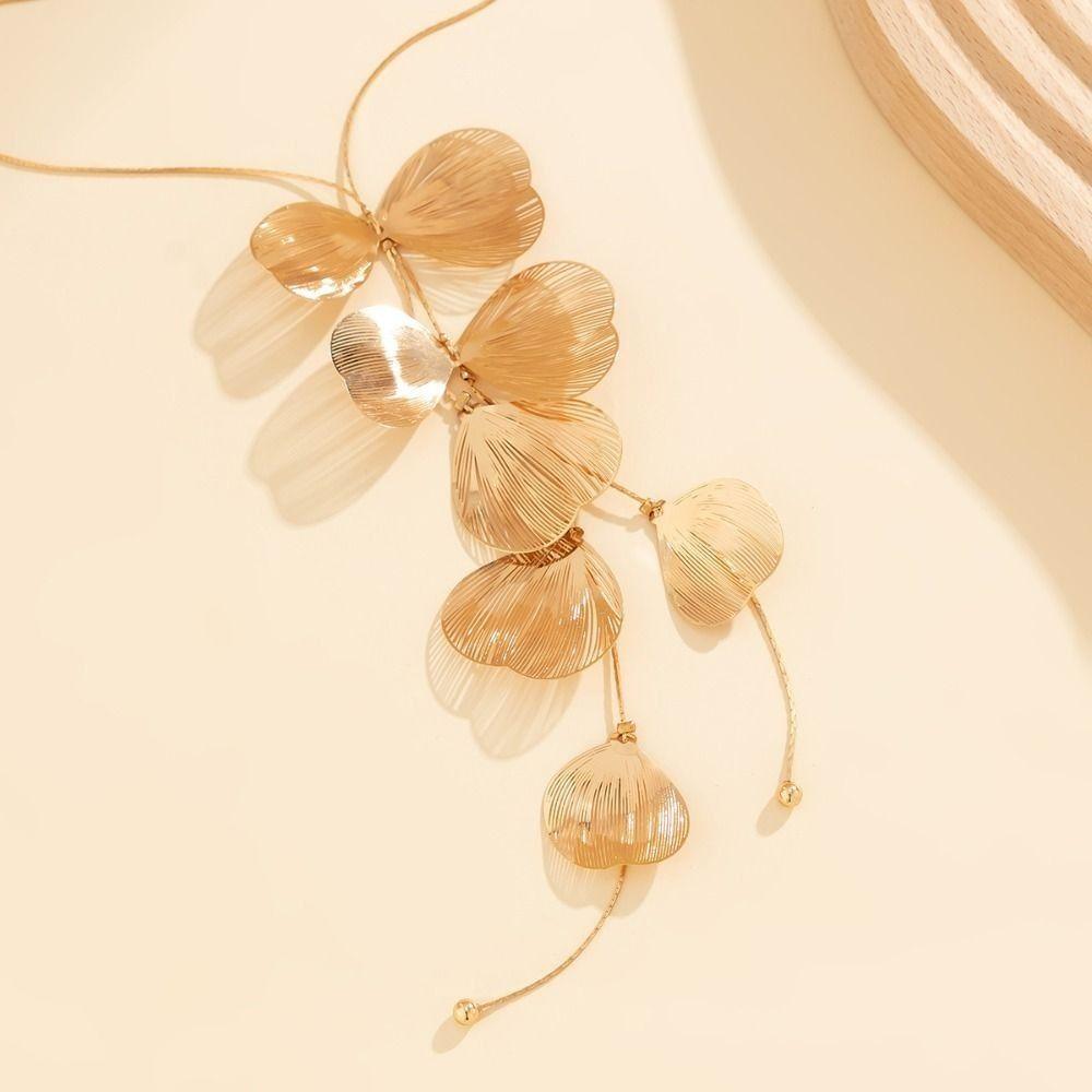 Elegant Ginkgo Leaf Tassel Earrings Trendy Design Jewelry Set Ginkgo Leaf Tassel Necklace Women