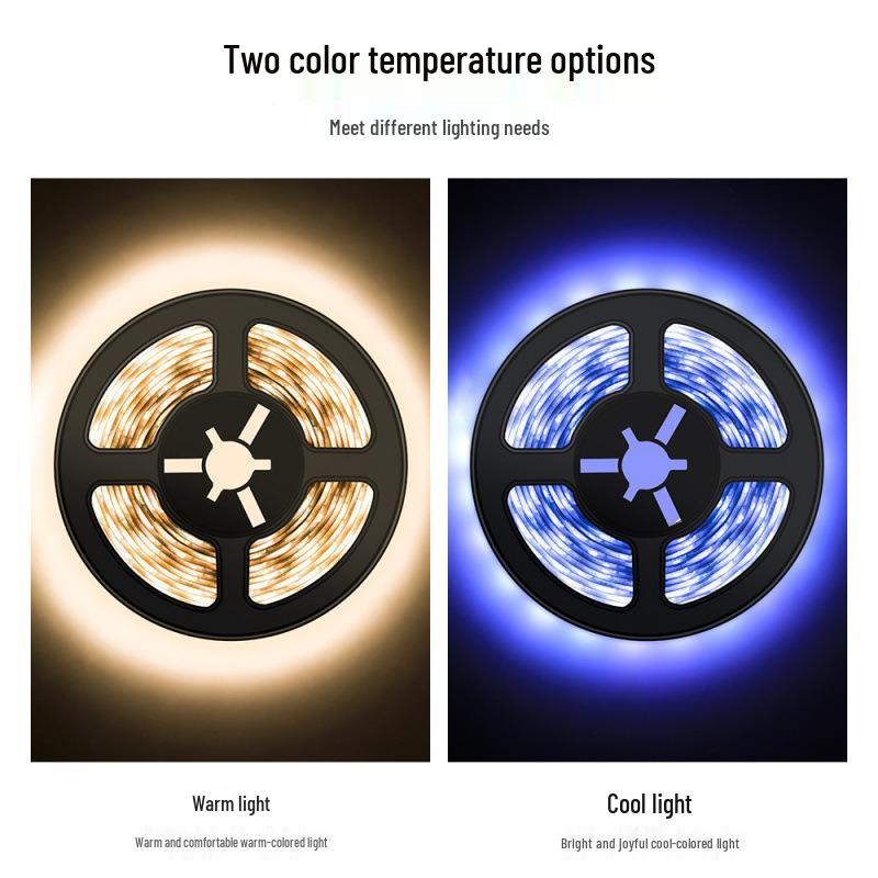 Battery-Powered Flexible LED Strip Lights with Motion Sensor, Dimmable 2835 LEDs.