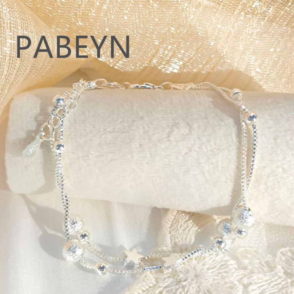 925 Sterling Silver Fashion Temperament Double Matte Round Bead Five-pointed Star Bracelet Birthday Party Anniversary Gift