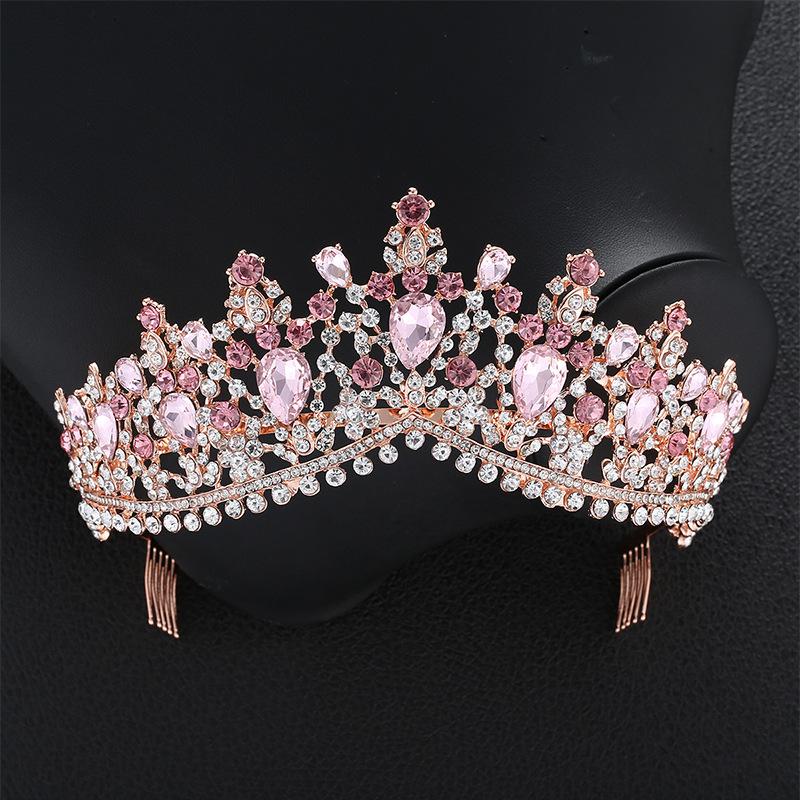 Baroque Bridal Crown Tiara with Comb Rhinestone Hair Accessories Princess Crown Wedding Dress Accessories