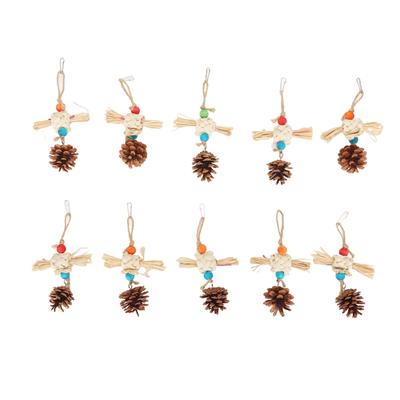 10 Piezas Juguetes para Masticar Loros Piña Divertida Colgante Mazorca de Maíz Cáscara de Maíz Pájaro Juguetes de Madera para Masticar para Periquito Cacatúa Agapornis