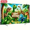Bright Color Dinosaur Birthday Backdrop, Tropical Palm Tree Jungle Party Background for Birthday Photoshoot Wall Decor