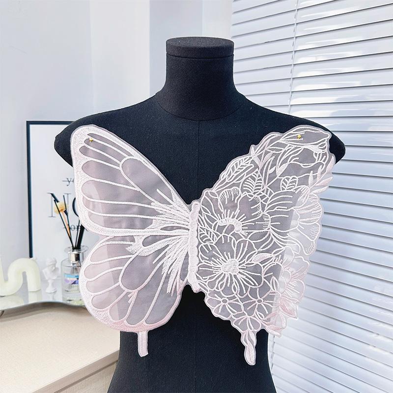 32cm Großer Stick-Organza-Schmetterling Kleideraufnäher Reparaturstoff Spitze Accessoires Damenbekleidung Nähanhänger Schmetterling