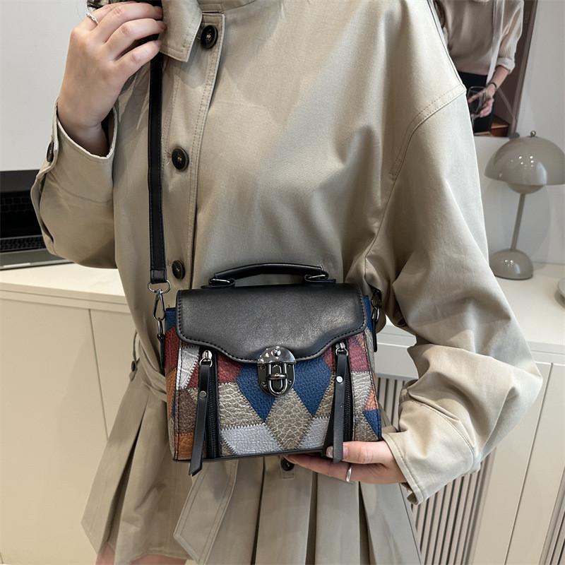 Pu Small Square Bag For Women With Top Handle And Shoulder Strap For Daily Fashion