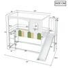 Bunk Bed Children's Bed 90*200 Cm House-Shaped Frame with Windows, Irregular Multicolor Railing Design, with Slide and Safety Ladder, Loft Bed, White