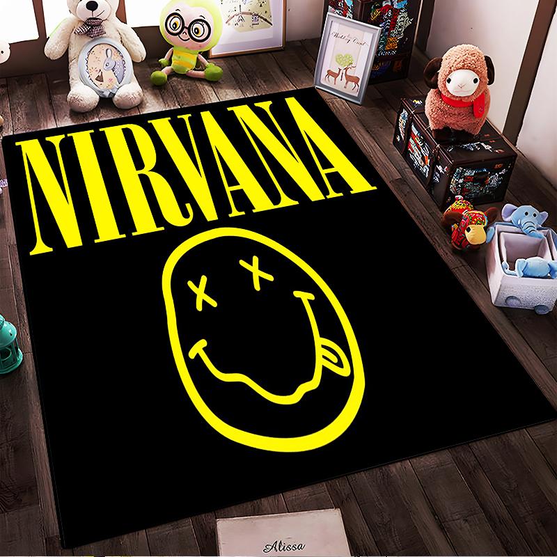 Nirvana Logo Smiley Face Rug Non-slip rug suitable for living room and bedroom sofas