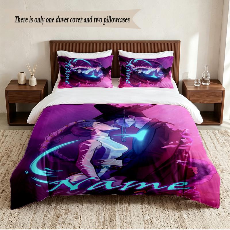Rumi & Jinu Personalisierte Individuelle Namen 3-teiliges Bettwäsche-Set Weiches Bettbezug-Set Für Schlafzimmer Heimdekoration