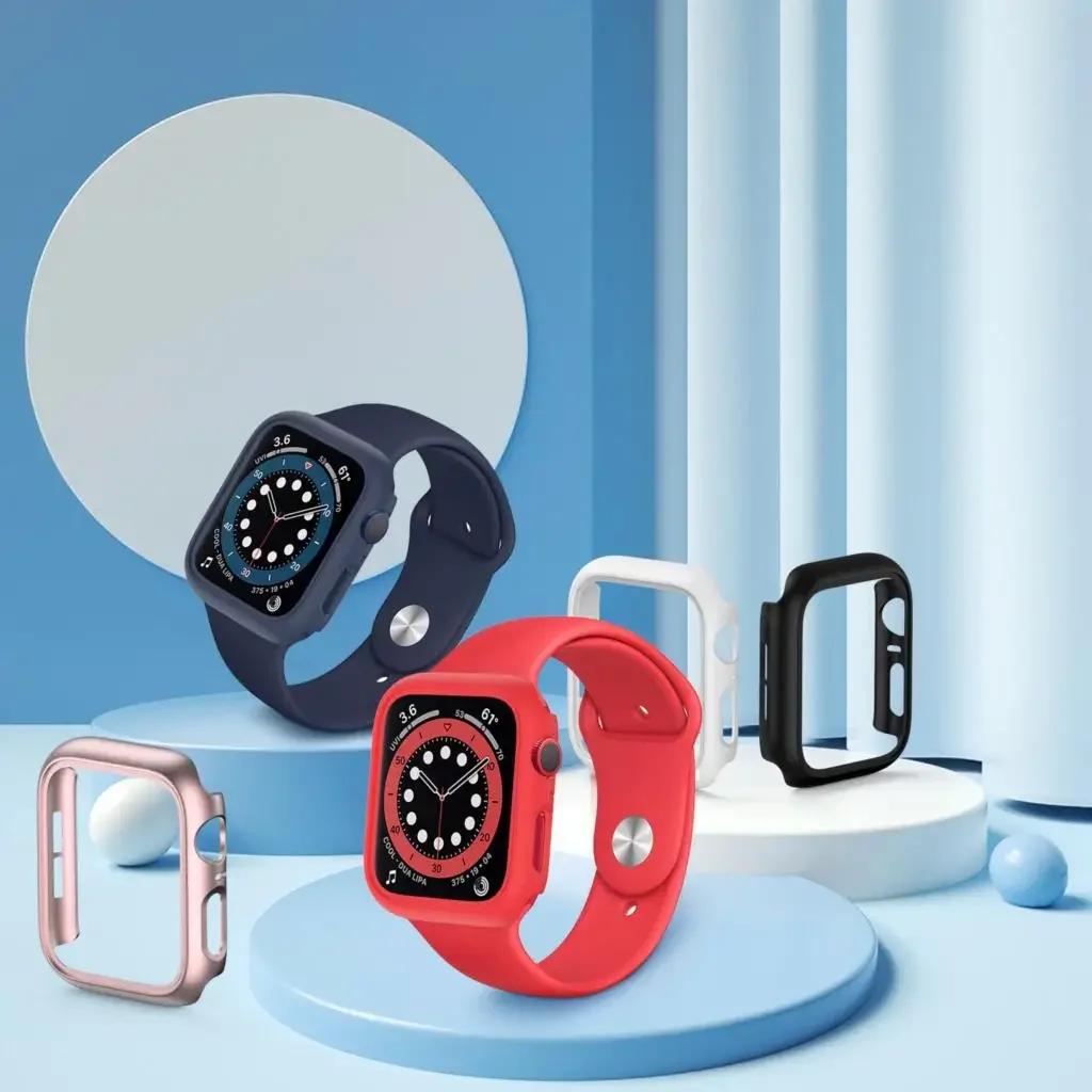 Apple Watch Kılıfı Kapağı 45mm 41mm 44mm 40mm 42mm 38mm 46 49 mm Aksesuarlar PC Koruyucu tampon iWatch Series 8 7 SE 6 5 4 3 9