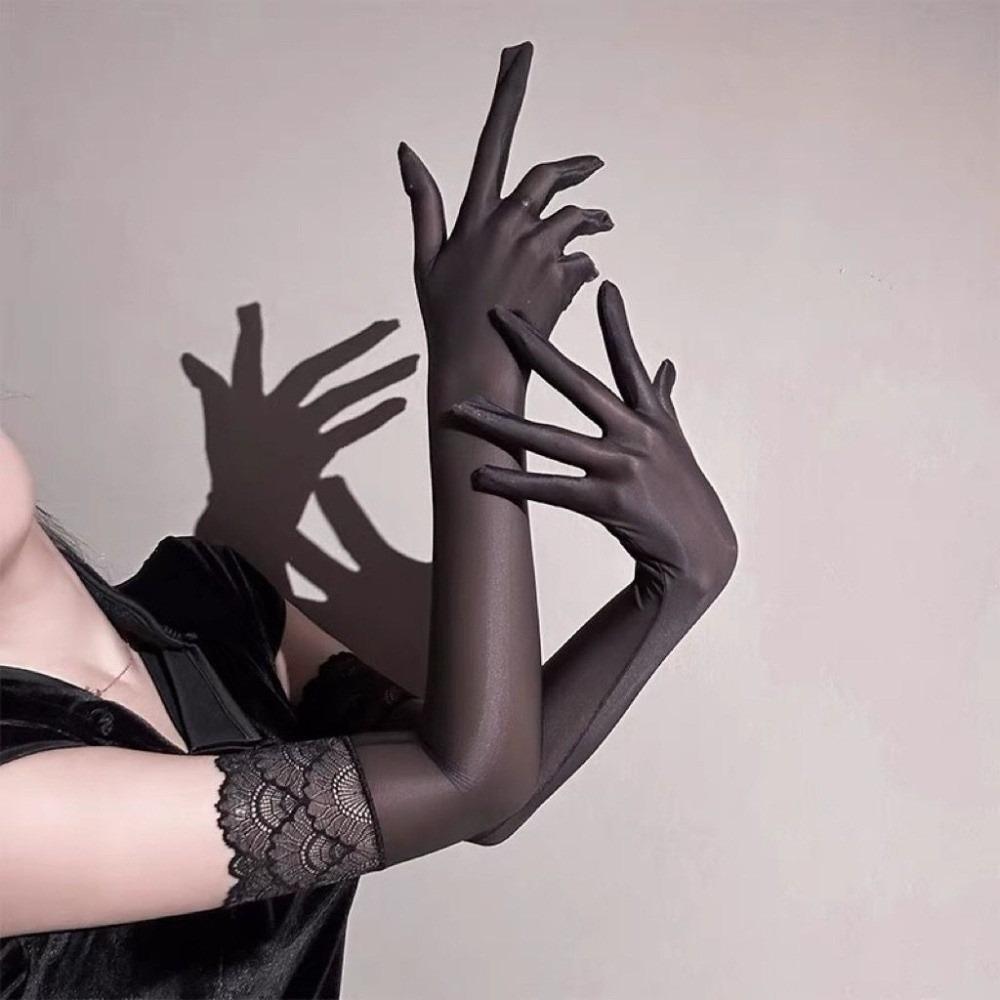 Thin Transparent Gloves 51CM Length Cosplay Gloves Sexy Stage Performance Gloves Stage Shows