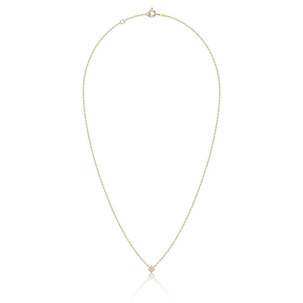 Lunne 14K Diamond Princess Cut Classy Necklace (14K Gold) Lcn13