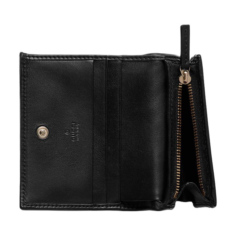 Gucci Horsebit GG Letter Pattern Horsebit Detail Fabric Card Holder Women's Beige and Dark Brown