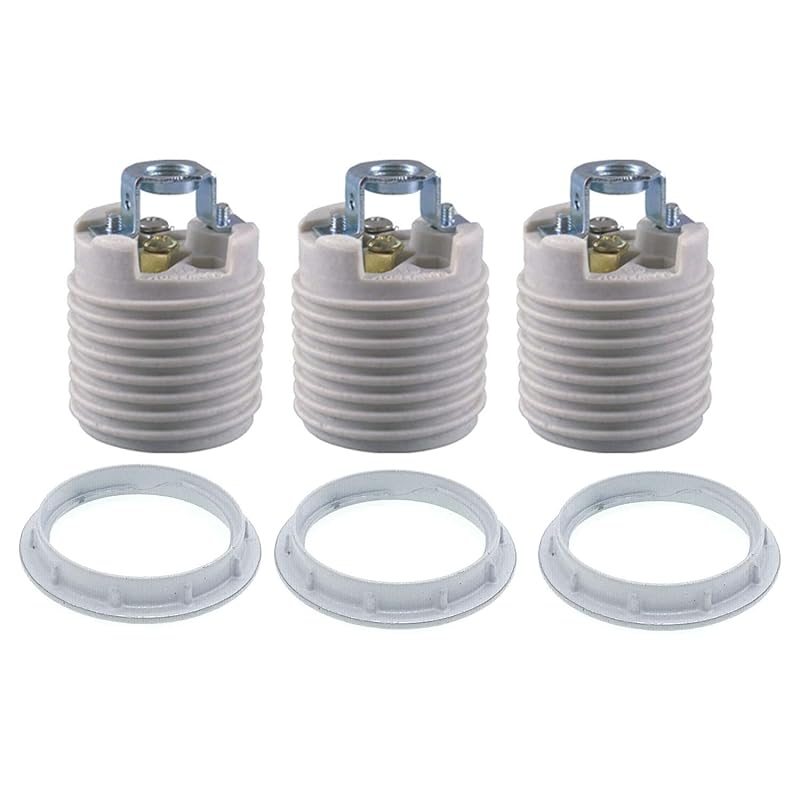 

Безключевой фарфоровый резьбовой патрон, TWDRTDD Патрон E26 со средней резьбой, без ключа, фарфоровый (с фланцевым креплением на два отверстия) With Ring