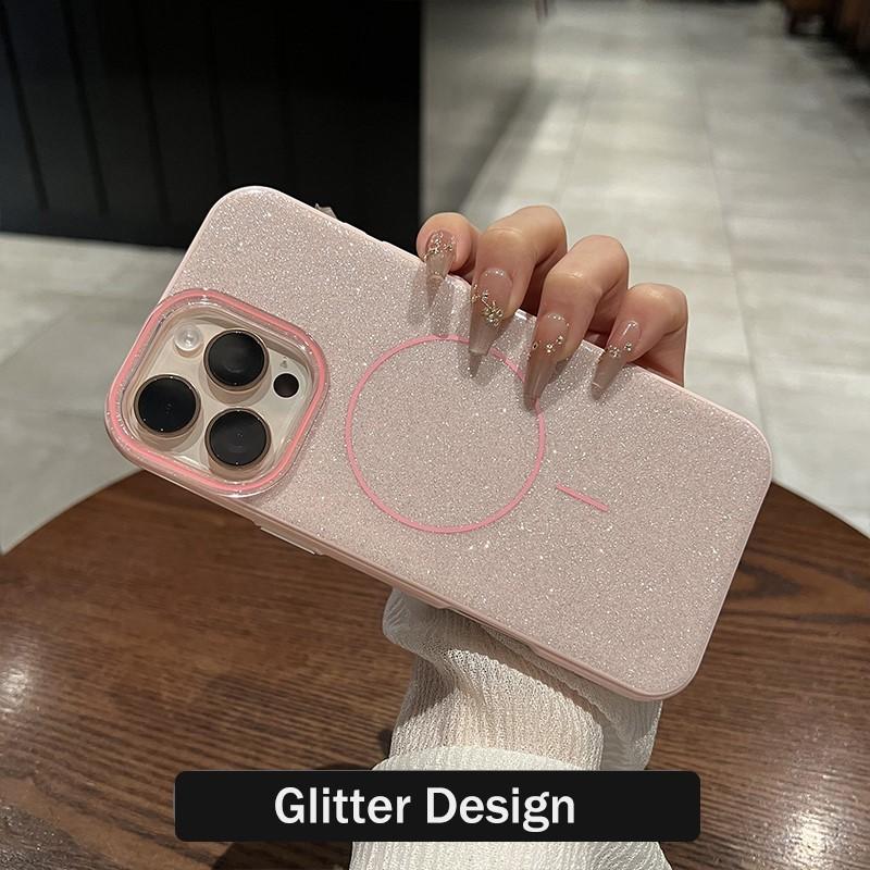 Luxury Bling Glitter Magsafe Magnetic Case For iPhone 16 Pro Max 15 14 13 12 11 Plus Wireless Charge Shockproof Back Cover