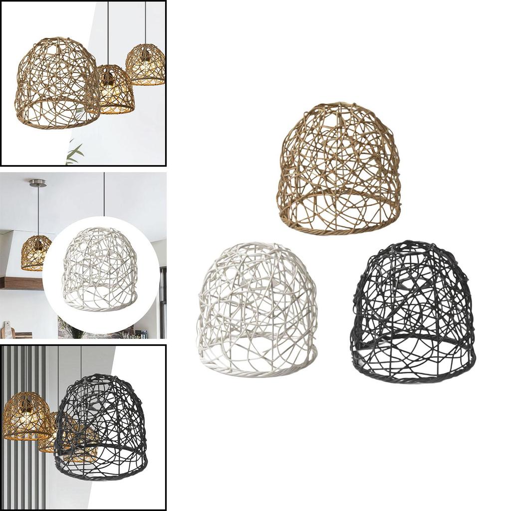 Woven Lampshade Pendant Lamp Shade Farmhouse Light Fixture Weaving Lampshade for Living Room Cafe Dining Room Restaurant Decor