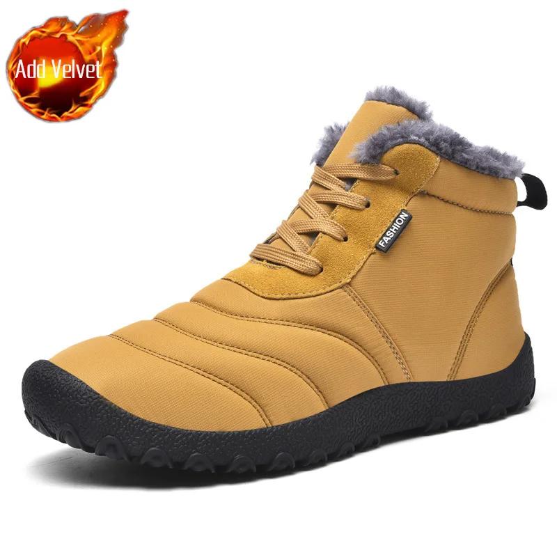 Winter Shoes Man Ankle Lace Up Booties Anti Slip Snow Boots for Men Fleece New in Fur Footwear Waterproof Sale Luxury Fashion