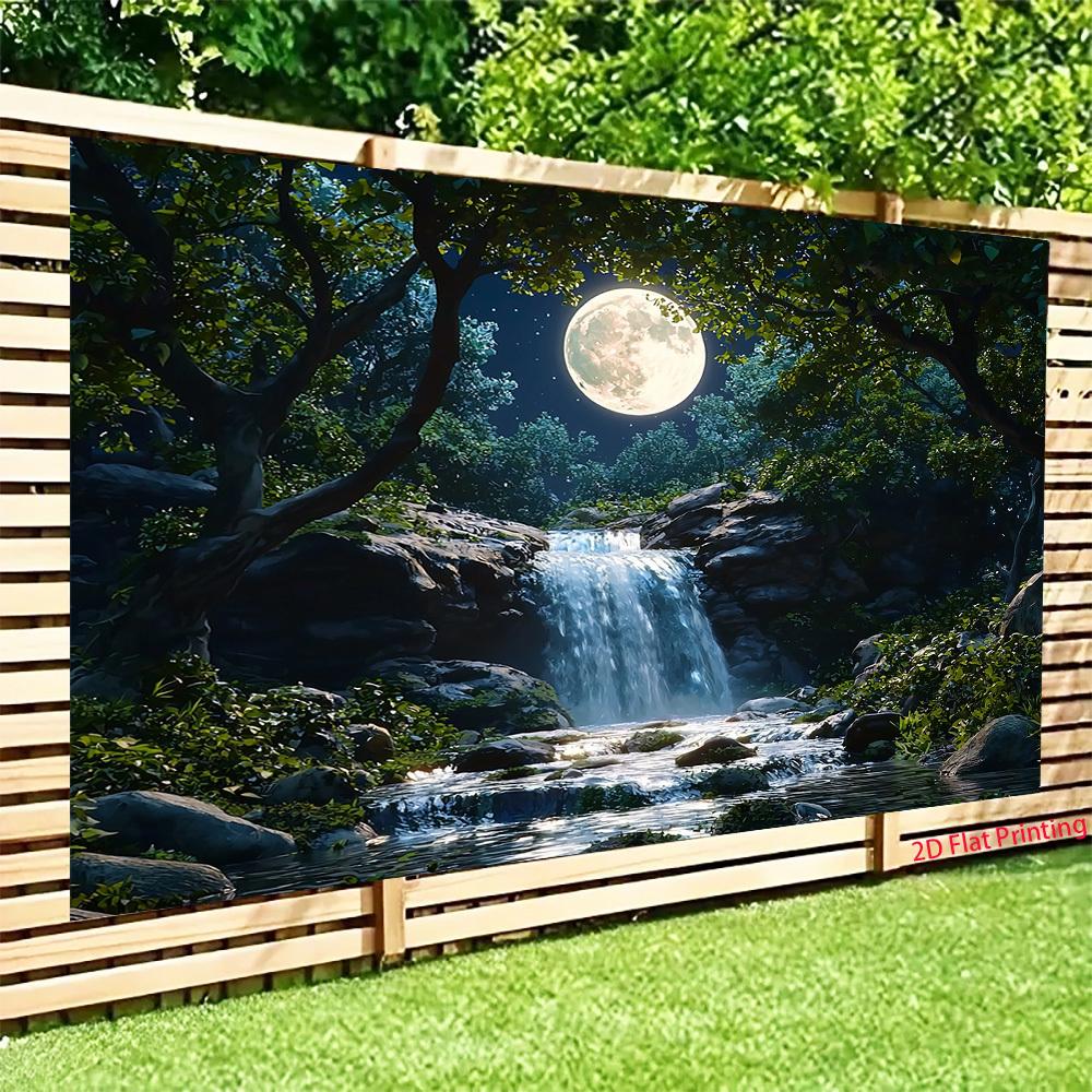 2D plane 1 piece of moonlight forest night scene theme pattern suitable for creating a rich festive atmosphere