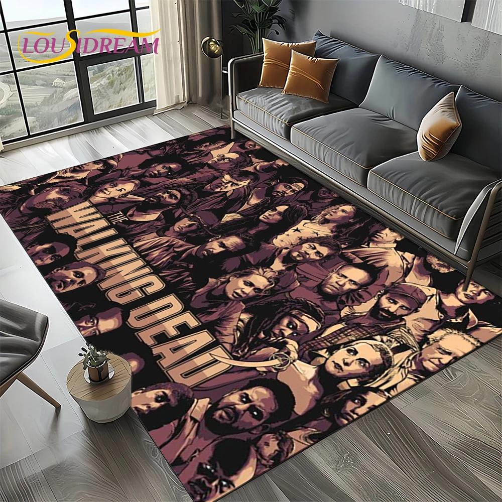 TWD Walking Dead Rick Daryl Horror TV Teppich für Wohnzimmer Schlafzimmer Haus Sofa Dekoration, Kinderteppich rutschfeste Bodenmatte