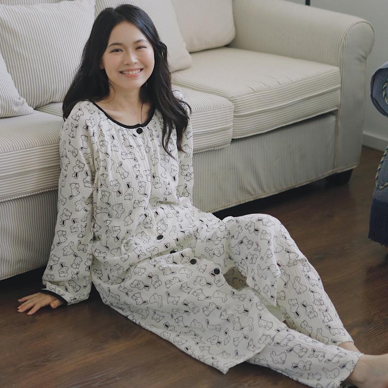 Umstandskleid aus reiner Baumwolle mit Brustpolstern - Leichter Frühlings-/Sommer-Postpartum-Still-Bademantel