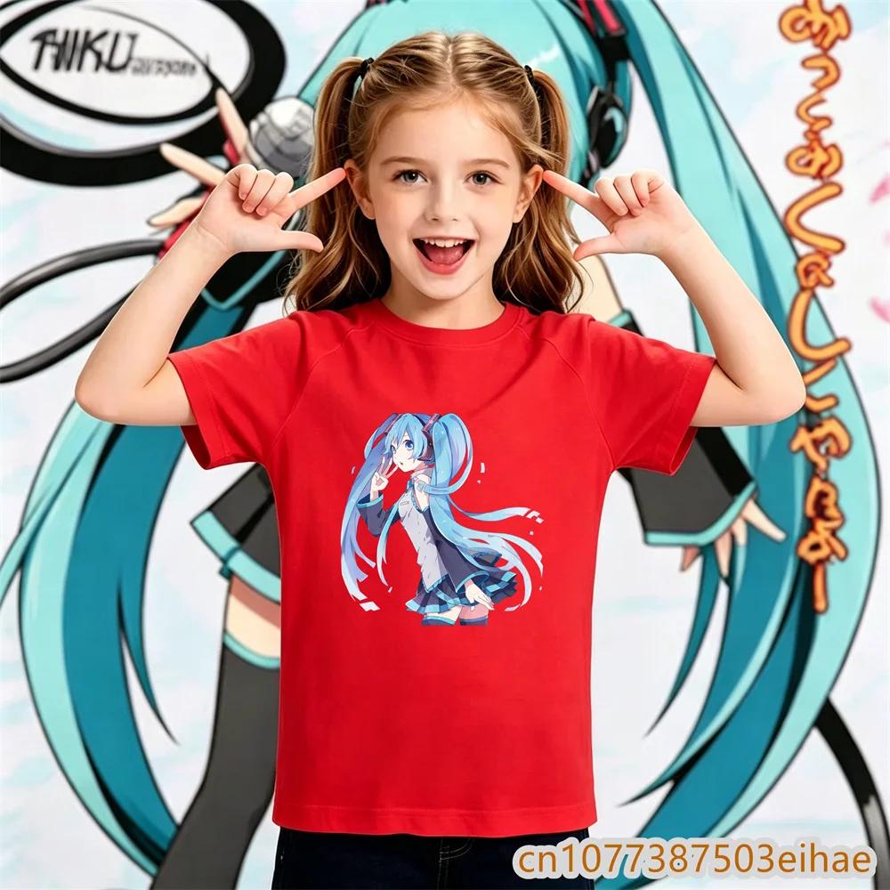 Hatsune Miku Anime Future Peripheral Collaboration Pure Cotton COS Anime Cartoon Printed Boy and Girl New Casual Tshirt