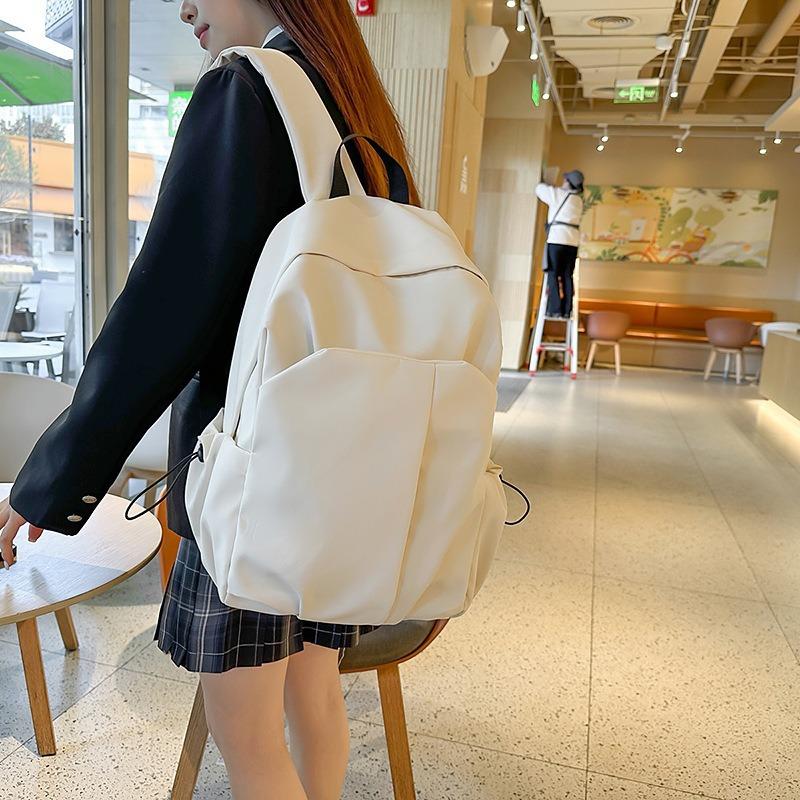 Schoolbag simple large capacity ins solid color computer backpack university high school schoolbag Mori department campus nylon backpack for women