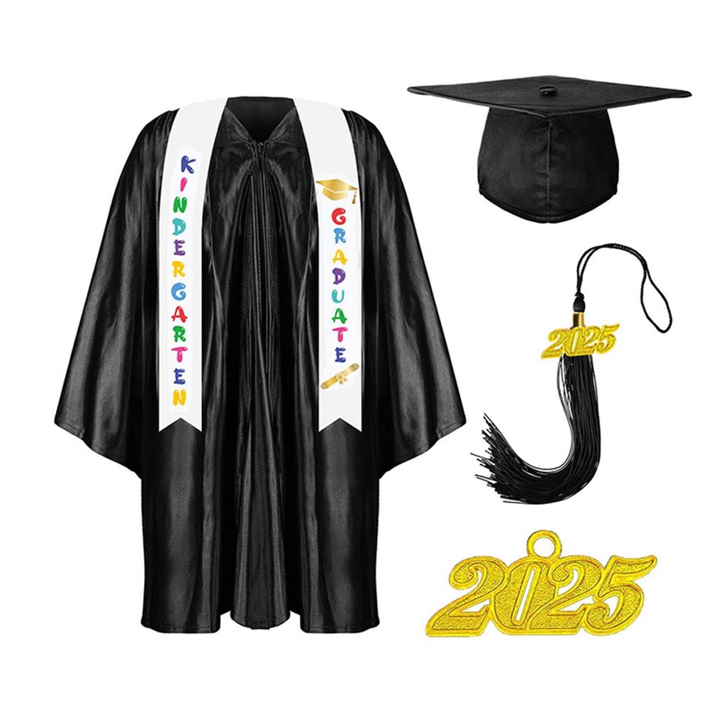 Kindergarten Graduation Cap With Tassel & Printed Gown. Perfect For Memorable Pos And Ceremonies