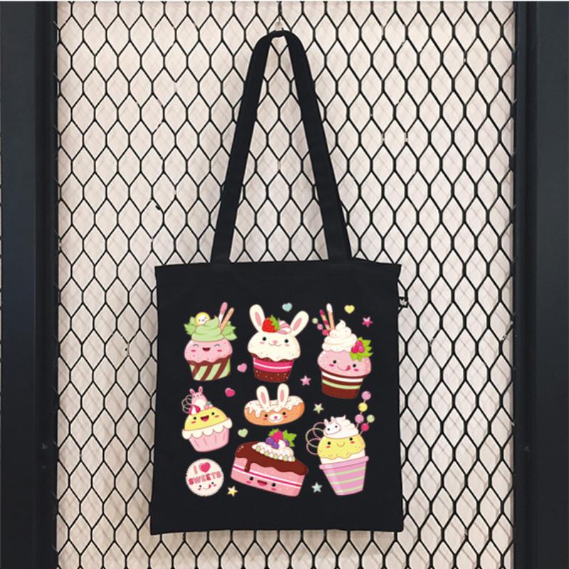 Tote Bag Cartoons Anime Bags Shopping Bag Canvas Shopper Bag Reusable Tote Bag Handbags Shoulder Bags Collapsiblet Custom Bag