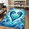 3D Dolphin Ocean Waves Print Area Rug - Polyester Non-Slip Rectangle Floor Mat for Living Room, Bedroom, Dining Area, Laundry