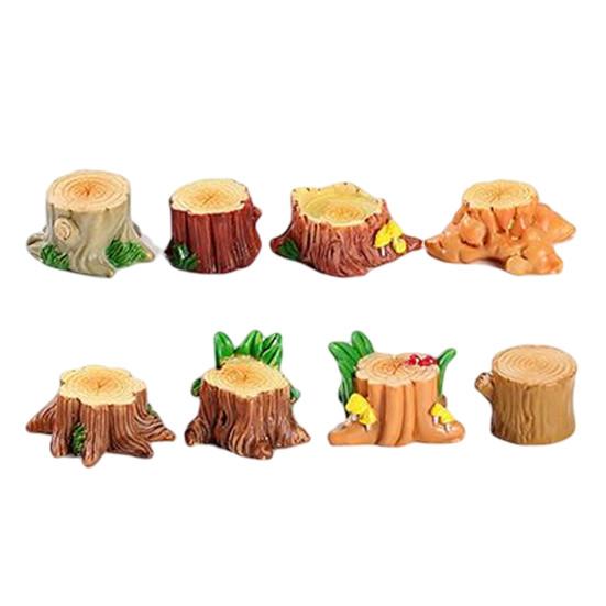 1 Set Attractive Eye-catching Novelty Lovely Wide Application Mini Stump Sculpture Miniature