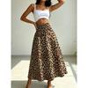 Damen Maxikleid mit Leopardenmuster Hoher Bund Raffung Dehnbar Lässig Strand- & Alltagskleidung Resort-Stil Schwingender Rock