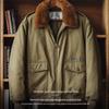Maden Workwear B10 Retro Bomber Jacket - Men's Winter Cotton Coat with Fur Lapel Collar
