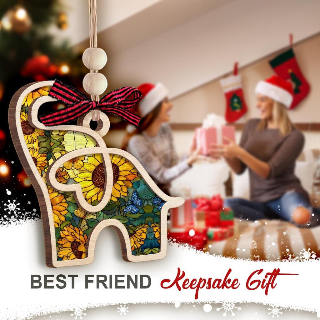 Friendship Elephant Gifts for Women 2025 - Sisterhood Bestie Ornament, Elegant Birthday Gifts for Sisters Siblings, Unique Ornaments for Tree Decor,