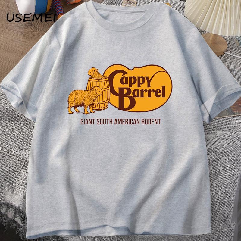 

Cappy Barrel Capybara T-shirt Men Summer Cotton Short Sleeve Casual Graphic Tee Shirt Men s Clothes Streetwear 90s T Shirts Top 4XL