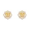 Vintage French-Style Iris Openwork Zircon Earrings - Luxurious, Versatile, High-End Women's Jewelry