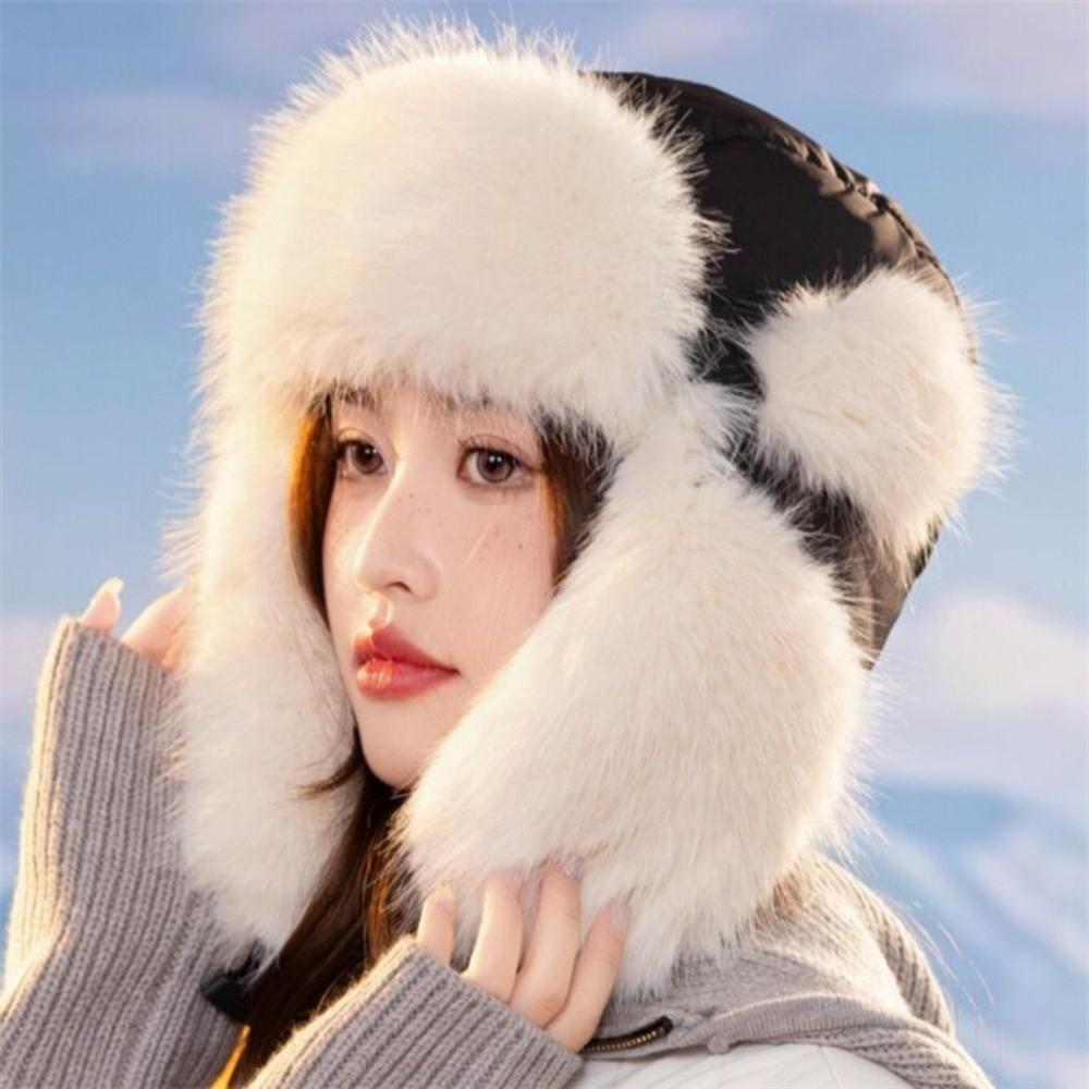 Keep Warm Winter Bomber Hat Fluffy Earflap Bonnet Trendy Lei Feng Cap  for Women