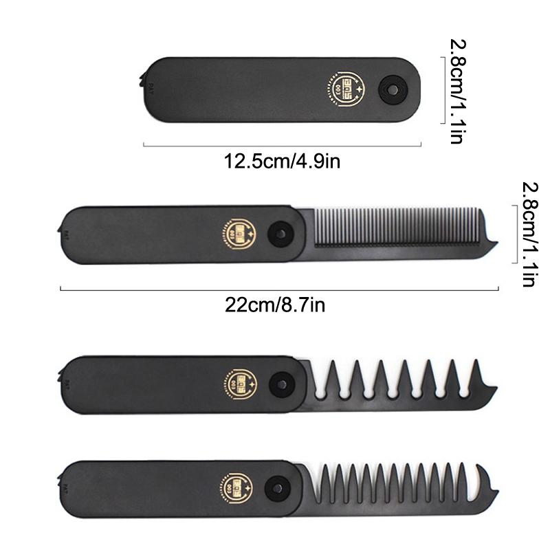 3 In 1 Folding Combs Plastic Wide Tooth Oil Head Comb Beard Combing Multifuncional Barber Hair Clipper Comb Styling Tools
