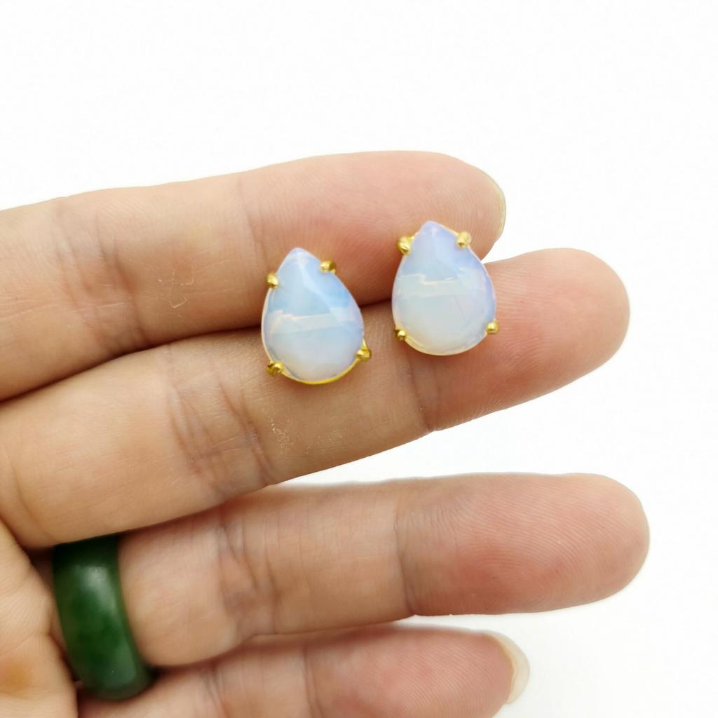 Casual Stud Earrings Water Drop Shape Faceted Natural Stone Earring Women Reiki Jewelry Fit for Party Anniversary Gift