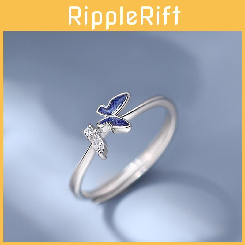 Elegant Korean Butterfly Ring For Women Adjustable Open Ring Chic Minimalist Design
